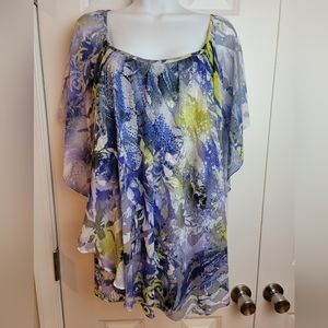 JM Collection Sheer Material‎ Over Tank One Piece Blouse XL